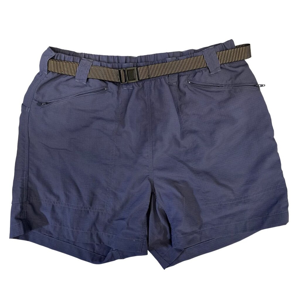RailRiders Mens Blue Nylon-Polyester Hiking Shorts With Belt sz Med zip pockets